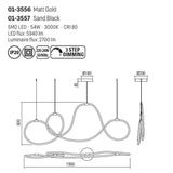 Lustra Henk, auriu mat, LED, 54W, 2700 lumeni, lumina calda 3000K, L.150 cm, Smarter 01-3556