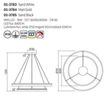 Lustra Valdis, negru mat, LED CCT, 76W, 3710 lumeni, 3000K/4000K, D.79 cm, Smarter 01-3785