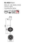 Lustra suspendata Ventura, negru mat, LED, 6W, 667 lumeni, alb cald 3000K, H.25 cm, Smarter 01-4023