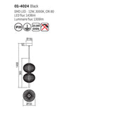 Lustra suspendata Ventura, negru mat, LED, 12W, 1309 lumeni, alb cald 3000K, H.36 cm, Smarter 01-4024