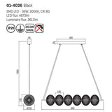 Lustra Ventura, negru mat, LED, 36W, 3611 lumeni, alb cald 3000K, L.84 cm, Smarter 01-4026
