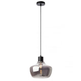Lustra suspendata Atlantis, negru mat, sticla fumurie, 1XE27, D.26 cm, Smarter 01-4046