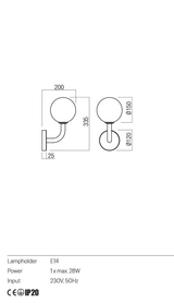 Aplica CONFUSIO, negru, E14, 1 x max.28W, Redo 01-3253