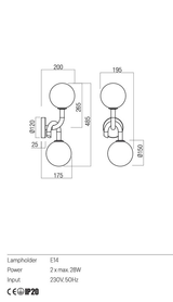 Aplica CONFUSIO, auriu, E14, 2 x max.28W, Redo 01-3254