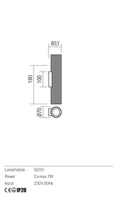 Aplica DELPHI, alb mat, GU10, 2 x 7W, Redo 01-3395