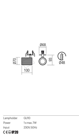 Miniproiector DELPHI, alb mat, GU10, 1 x 7W, Redo 01-3398