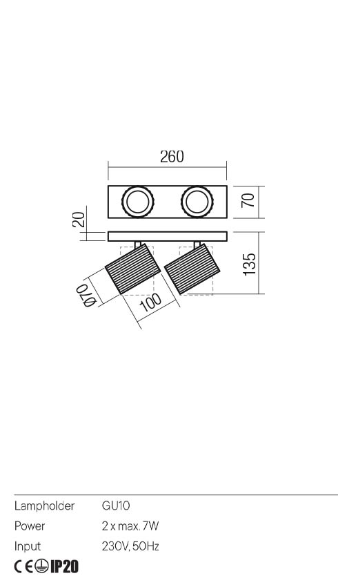 Plafoniera DELPHI, alb mat, GU10, 2 x 7W, Redo 01-3401