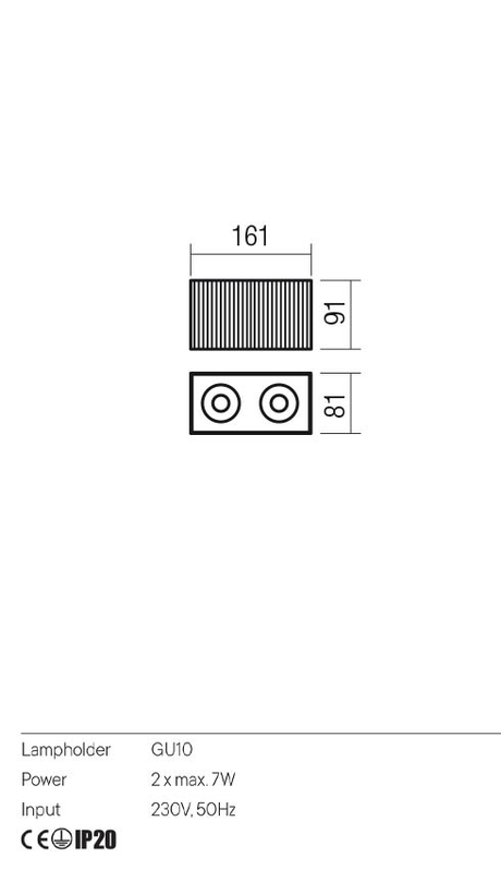 Plafoniera DELPHI, alb mat, GU10, 2 x 7W, Redo 01-3410