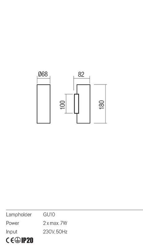 Aplica CORINTH, alb/negru, GU10, 2 x max 7W, Redo 01-3413