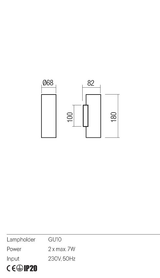 Aplica CORINTH, auriu/negru, GU10, 2 x max 7W, Redo 01-3414