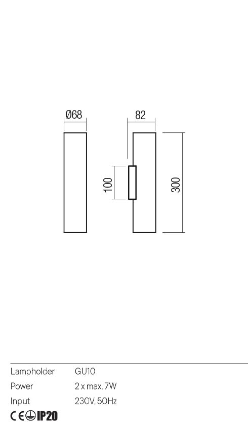 Aplica CORINTH, alb/negru, GU10, 2 x max 7W, Redo 01-3416