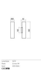 Aplica CORINTH, negru, GU10, 2 x max 7W, Redo 01-3418