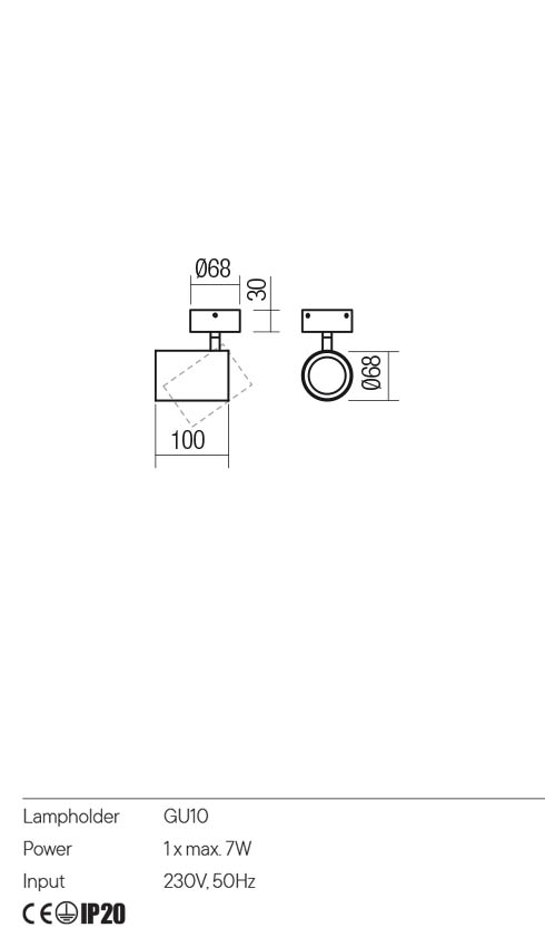 Aplica CORINTH, alb/negru, GU10, 1 x max 7W, Redo 01-3425