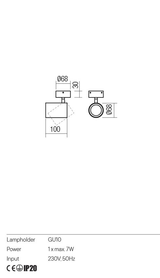 Aplica CORINTH, alb/negru, GU10, 1 x max 7W, Redo 01-3425