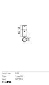 Plafoniera CORINTH, alb/negru, GU10, 1 x max 7W, Redo 01-3428