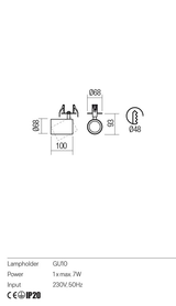 Miniproiector CORINTH, alb/negru, GU10, 1 x max 7W, Redo 01-3437