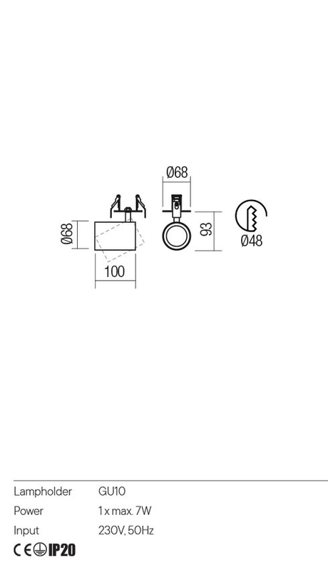 Miniproiector CORINTH, negru, GU10, 1 x max 7W, Redo 01-3439