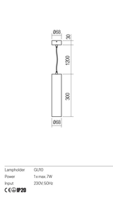 Suspensie CORINTH, alb/negru, GU10, 1 x max 7W, Redo 01-3452