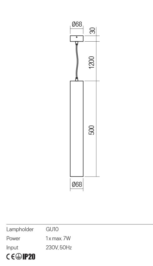 Suspensie CORINTH, alb/negru, GU10, 1 x max 7W, Redo 01-3455