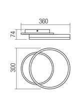Plafoniera LED Tara, alb/negru mat, 28W, 1724lm, 3000K/4000K/6000k, D.30cm, IP20, Smarter, 01-3990