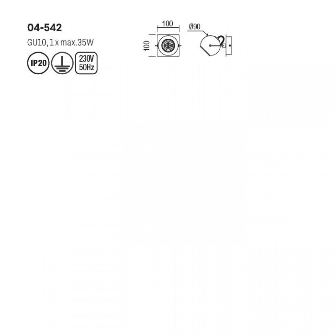 Aplica Ward, negru mat, sticla, 1xGU10, L.10cm, IP20, Smarter, 04-542