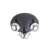 Plafoniera Ward, negru mat, sticla, 3xGU10, D.30cm, IP20, Smarter, 04-545