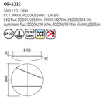 Plafoniera Nella, alb, LED CCT, 36W, 2974 lumeni, 3000K/4000K/6500K, D.49 cm, Smarter 05-1012