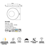 Plafoniera LED Sintesi, negru, 45W, 2687lm, 3000K, 4500K, 6500K, D.45cm, IP20, Smarter, 05-959