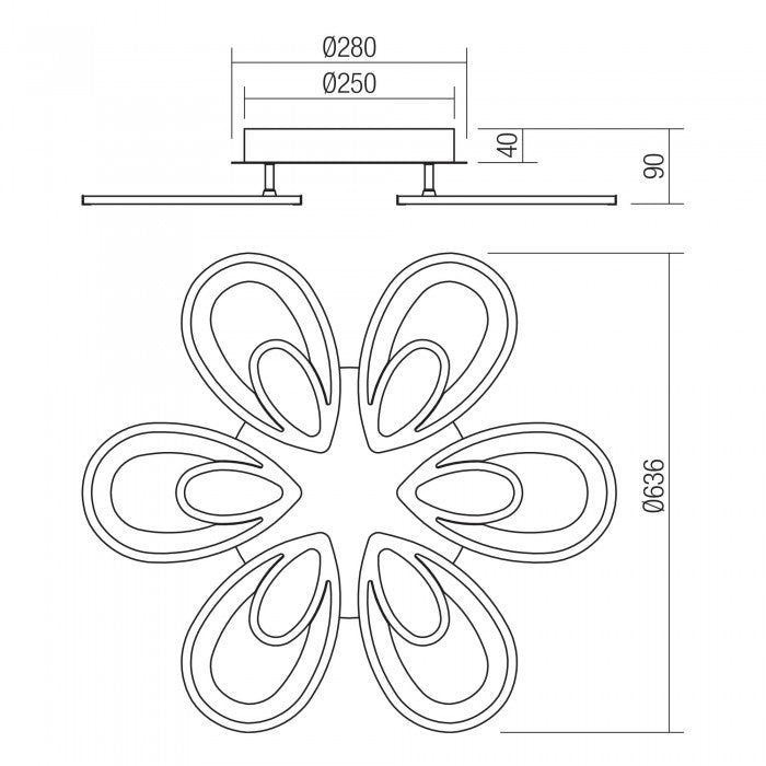 Lustra LED Lotus, alb, 103W, 16000lm, 3000K, 4000K, 6000K, D.64cm, Smarter, 05-964