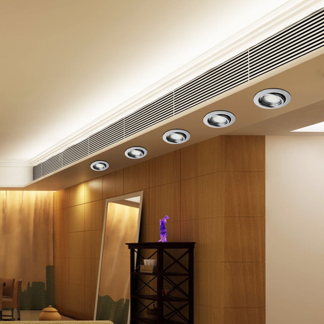 Spot LED incastrat Lite, crom, GU10, 3x3W, 3x240lm, 3000K, D.8,6cm, IP40, Rabalux, 1050