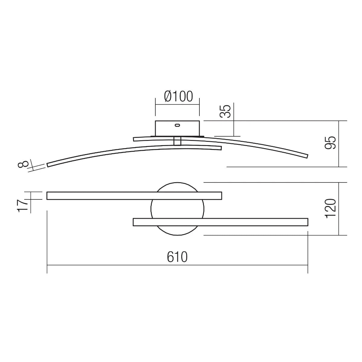 Plafoniera LED Yuno, bronz, 15W, 1600lm, 4000K, L.61cm, IP20, Smarter, 01-2964