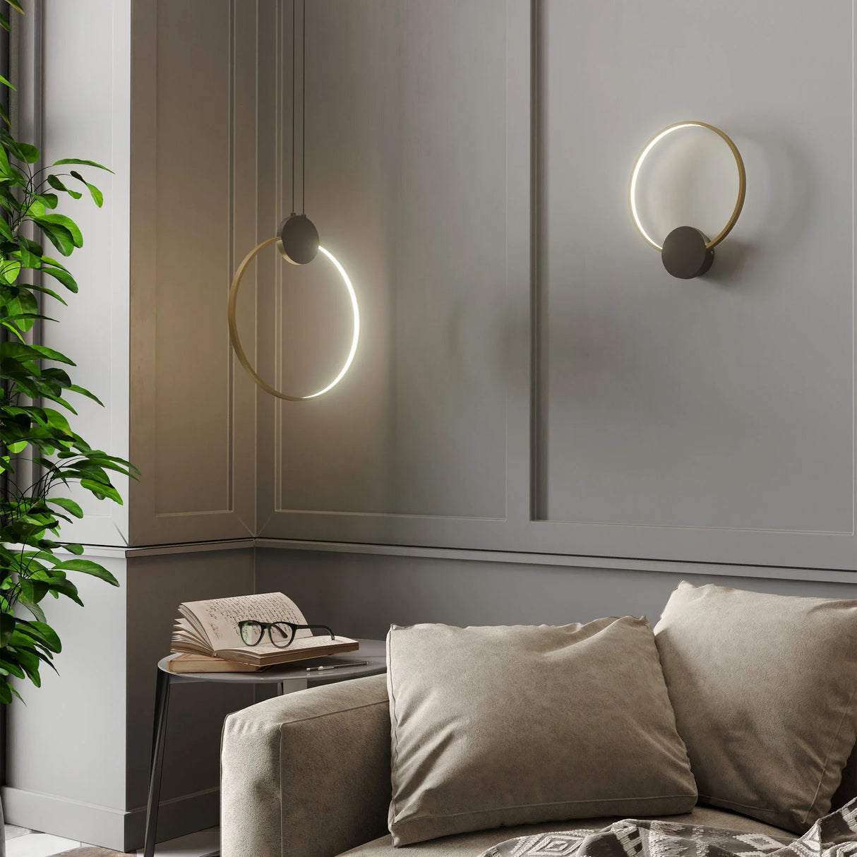 Lustra suspendata Atom, negru/alama, LED, 11W, 1408 lumeni, alb cald 3000K, D.40 cm, Smarter 01-3106