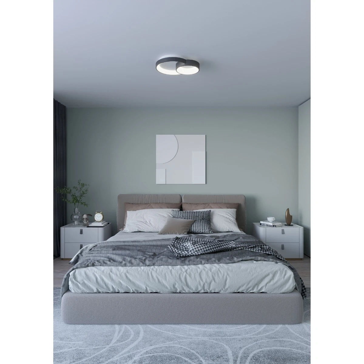 Plafoniera Combi, negru mat, LED CCT, 40W, 3000/4000/6000K, 3433 lumeni, L.48 cm, Smarter 01-3369