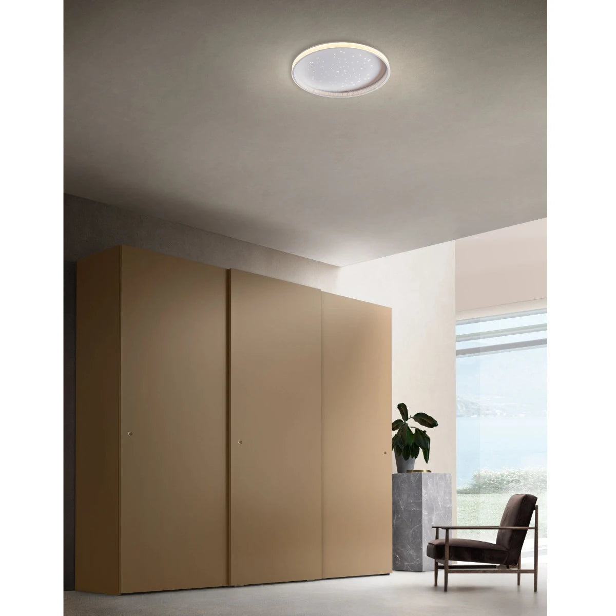 Plafoniera Sair, alb mat, telecomanda, LED CCT, 57W, 3620 lumeni, 2700K/6500K, D.50 cm, Smarter 05-965