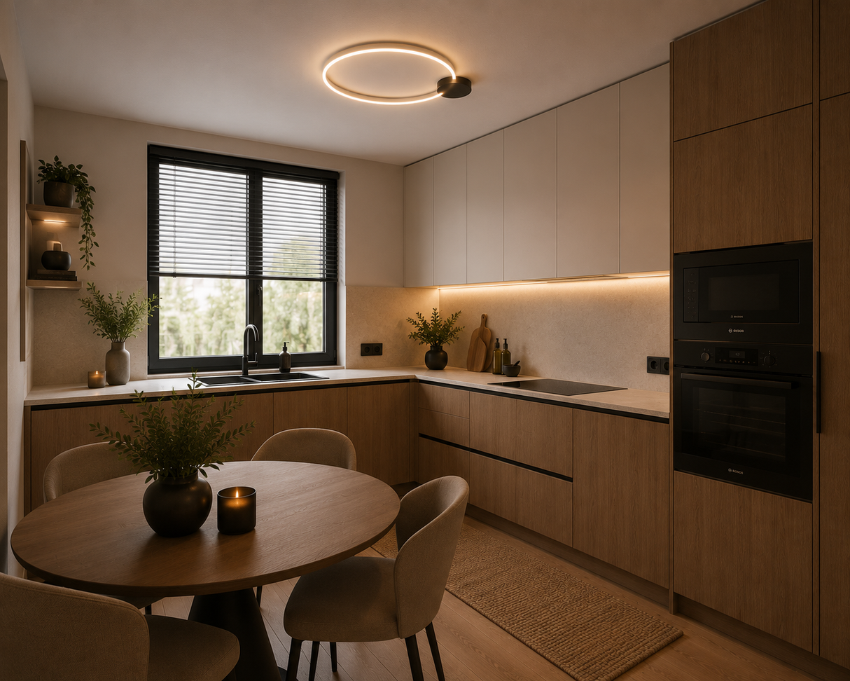 Plafoniera LED Atom, negru/alama, 20W, 2565lm, 3000K, D.60 cm, IP20, Smarter, 01-3103