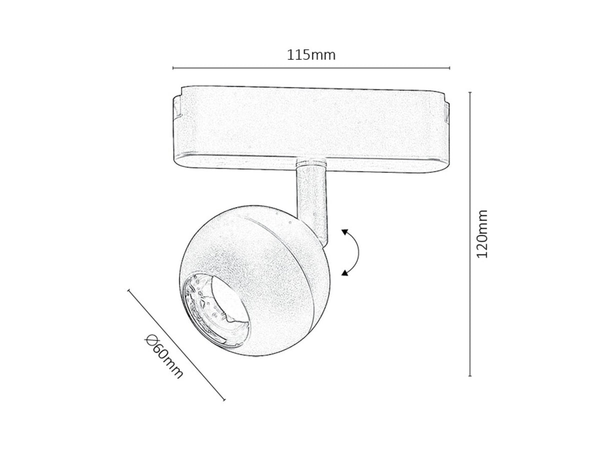 Spot Litrack 07W, negru,5W, 400 lumeni, aluminiu, 3000K, Rabalux 70108