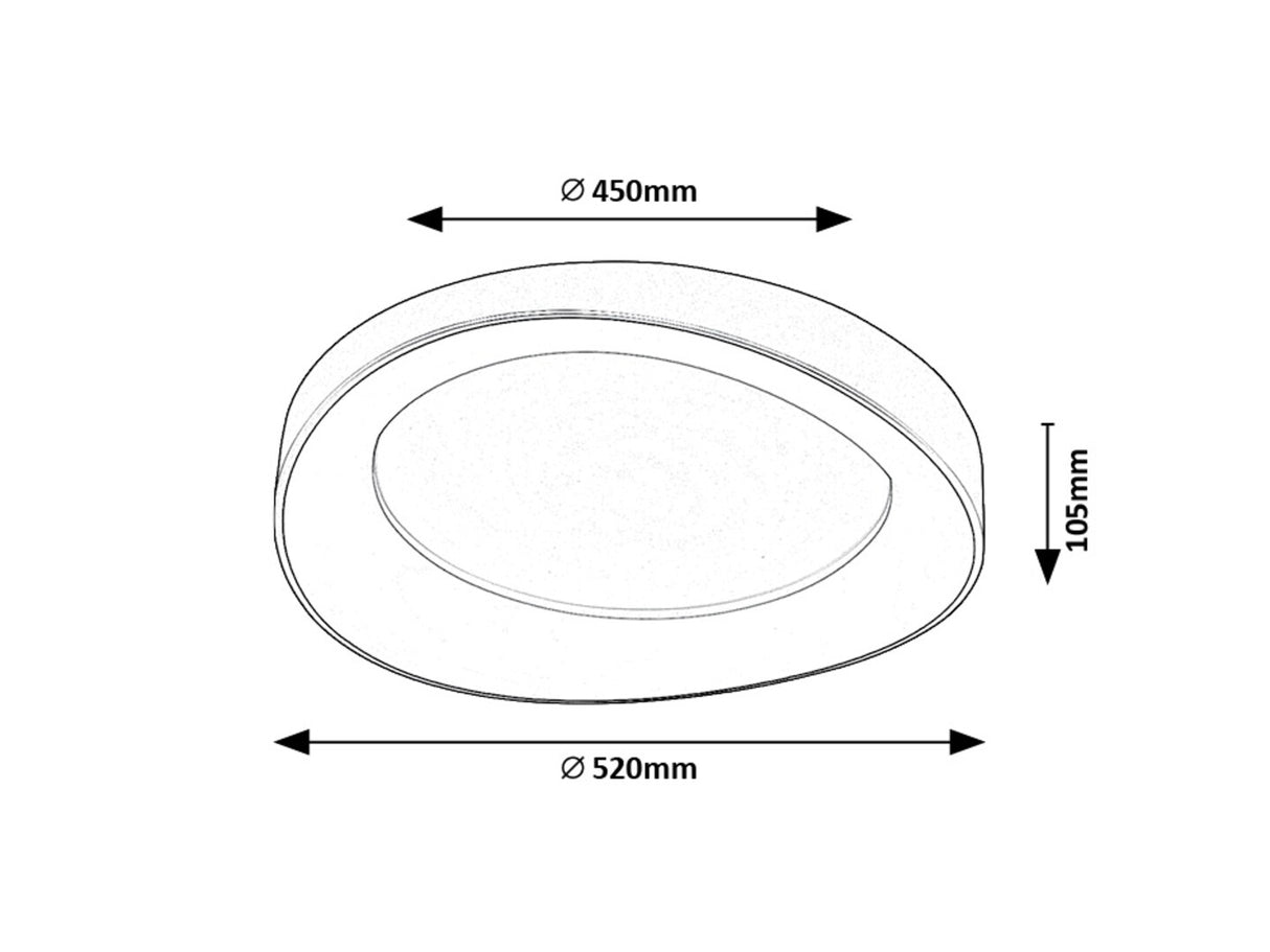 Plafoniera Iliana, argintiu, LED, 56W, 3380 lumeni, 3000K, L.52 cm, Rabalux 71054