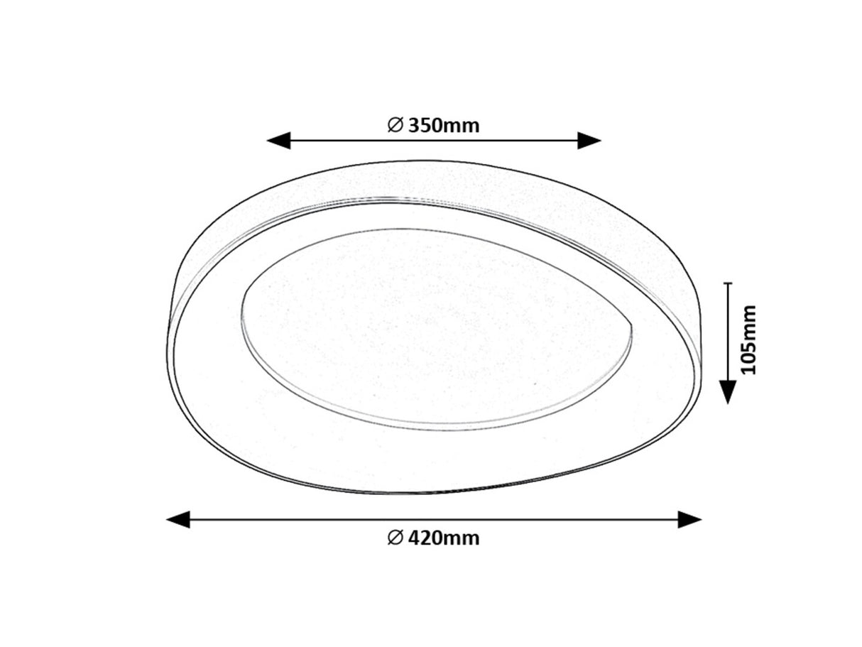 Plafoniera Iliana, argintiu, LED, 38W, 2600 lumeni,3000K, L.42 cm, Rabalux 71055