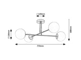 Plafoniera Kiara, 4xE27,  auriu, L.77 cm,  Rabalux 71082