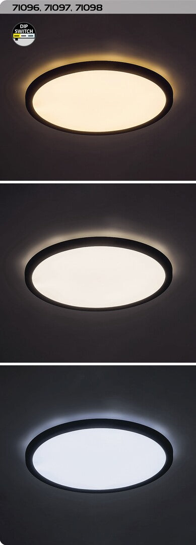 Plafoniera LED Gonzalo, negru, 24W, 1600lm, 3000K/4000K/6000K, IP20, Rabalux, 71096