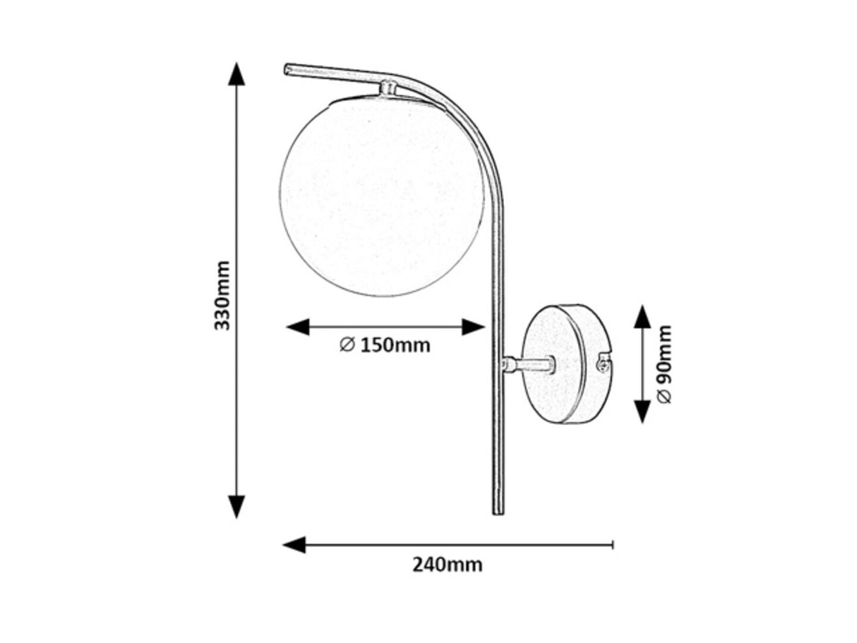 Aplica Ghita, 1xE27, negru, sticla opal, D.15 cm, Rabalux 71139