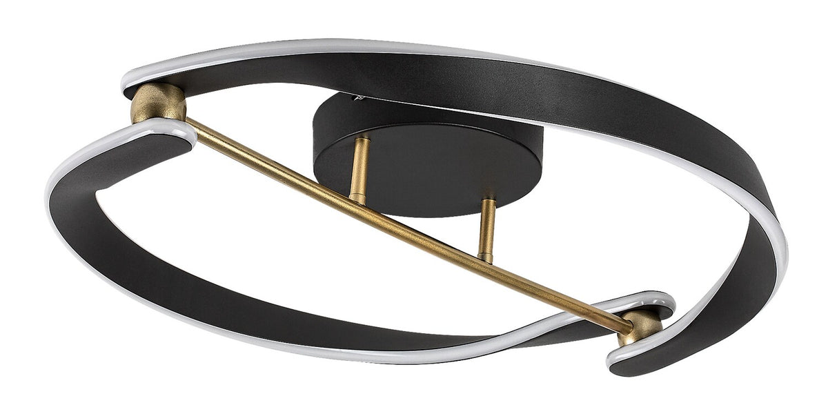 Plafoniera LED Adalind, negru/auriu, 40W, 2200lm, 3000K, D.60cm, IP20, Rabalux, 71149