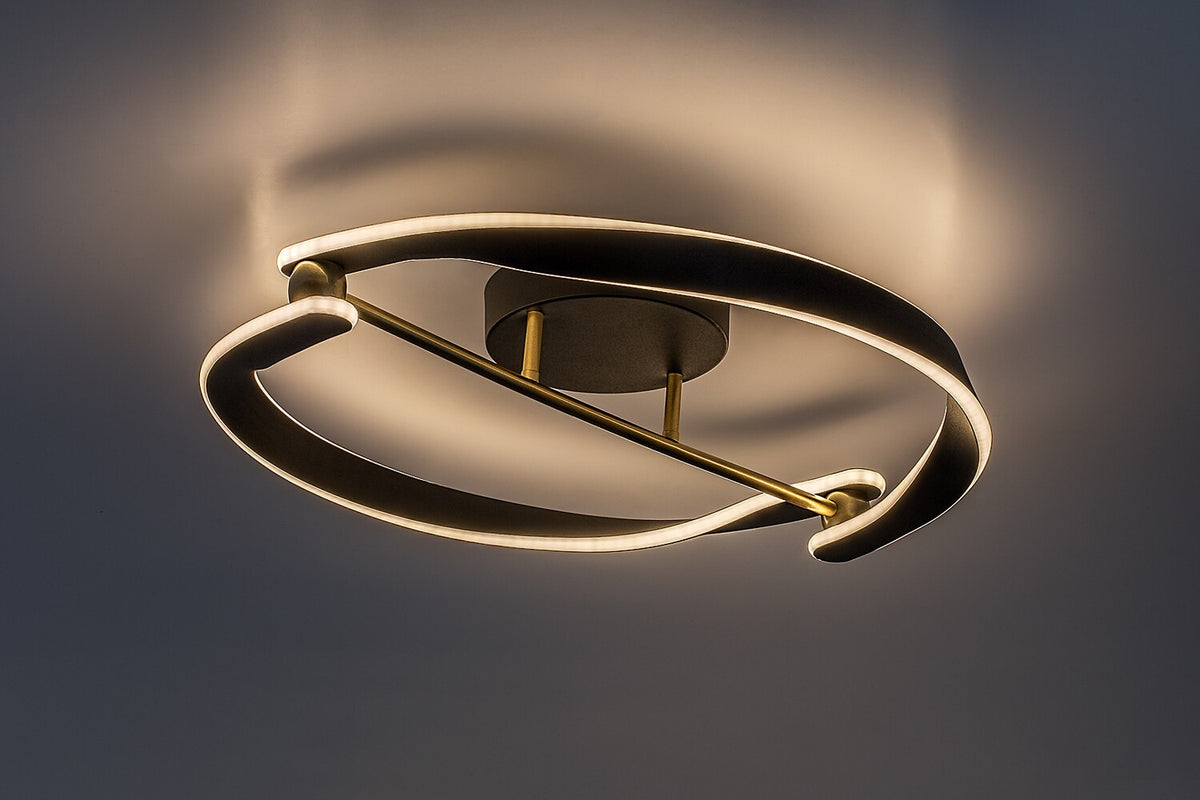 Plafoniera LED Adalind, negru/auriu, 40W, 2200lm, 3000K, D.60cm, IP20, Rabalux, 71149