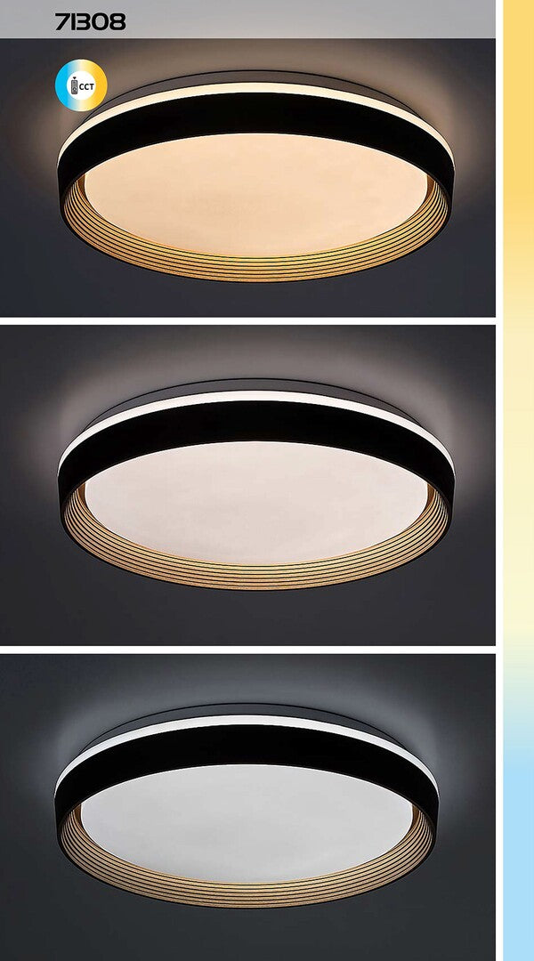 Plafoniera LED Ladan, maro/ auriu, 48W, 3000lm, 3000K-6500K, D.50cm, IP20, Rabalux, 71308