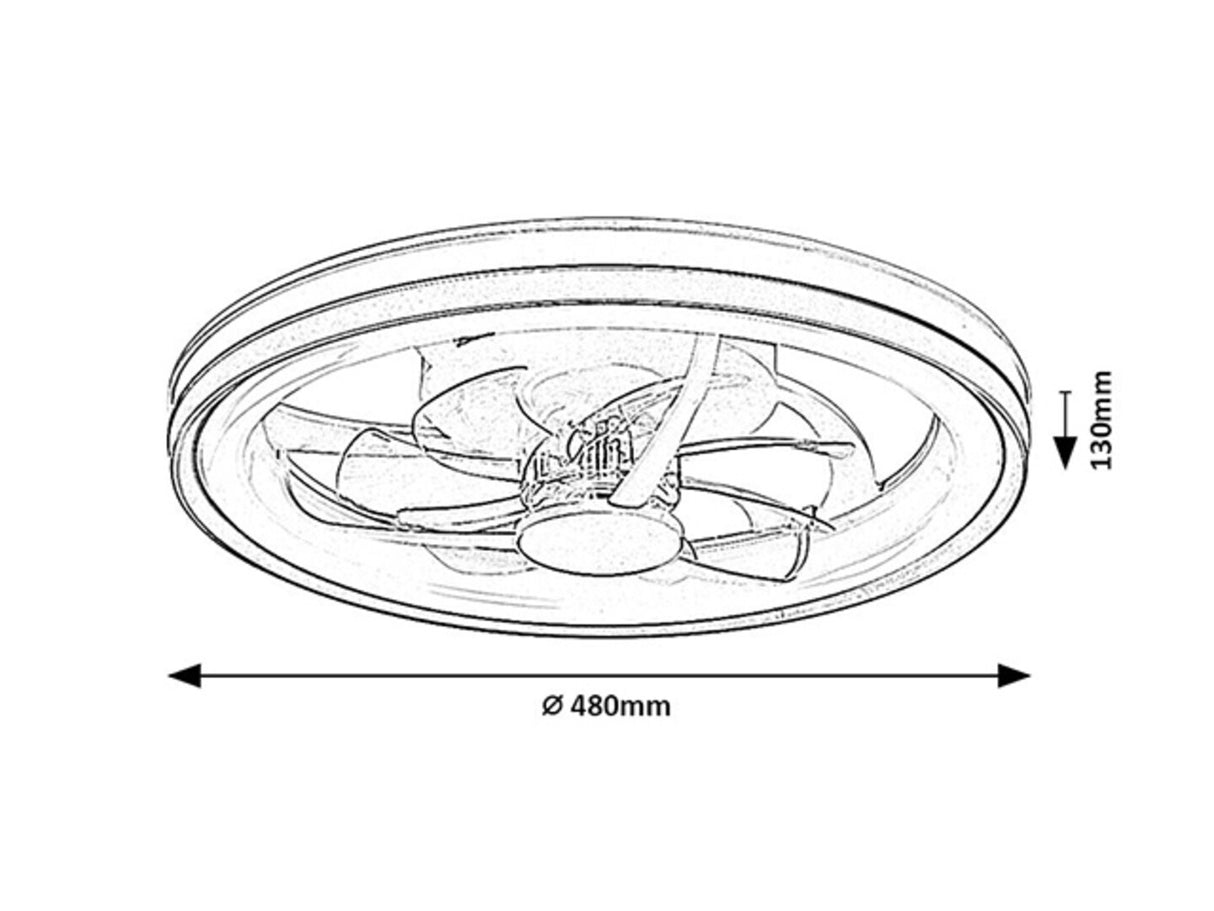 Plafoniera LED Fanricius cu ventilator, 40W, 2200lm, 3000K-6500K, WIFI, D.48cm, IP20, Rabalux, 71335