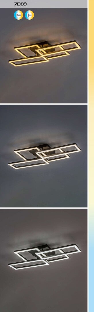 Plafoniera LED Drusus, negru, 40W, 3050lm, 3000-6500K, IP20, Rabalux, 71389