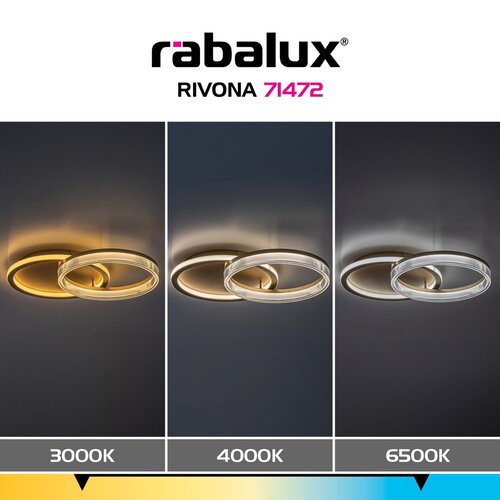 Plafoniera LED Rivona, auriu, 22W, 1500lm, 3000K-6500K, L.53cm, IP20, Rabalux, 71472