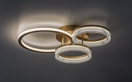 Plafoniera LED Rivona, auriu, 38W, 3500lm, 3000K-6500K, L.58cm, IP20, Rabalux, 71473