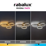 Plafoniera LED Rivona, auriu, 38W, 3500lm, 3000K-6500K, L.58cm, IP20, Rabalux, 71473
