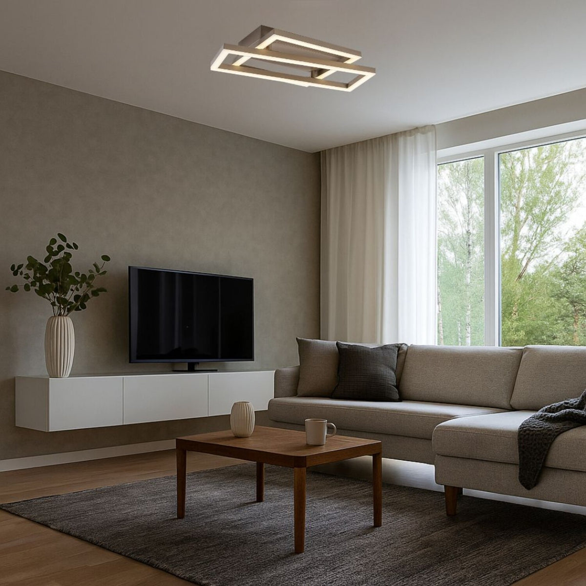Plafoniera LED Glavian, gri-bej, 24W, 1700lm, 4000K, L.37cm, IP20, Rabalux, 71475